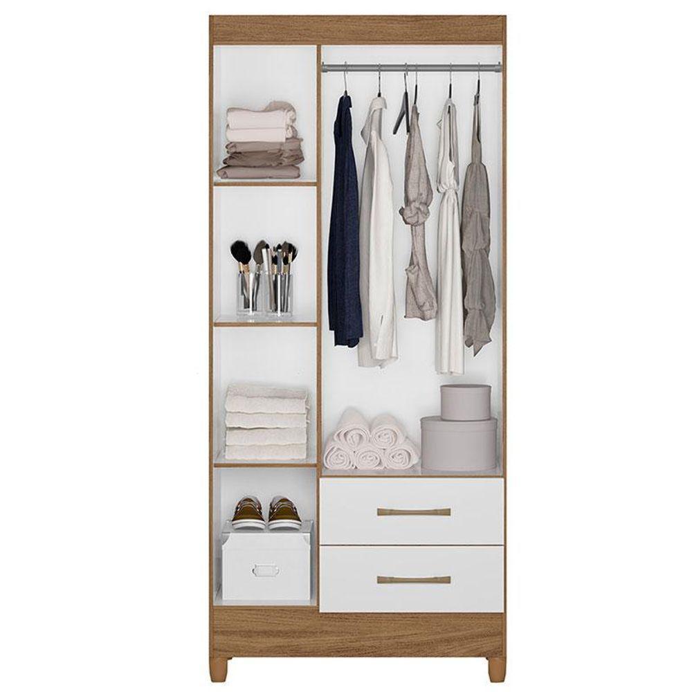 Guarda Roupa Solteiro Ambiente Lima 3 Portas Naturale Branco - Moval - 3