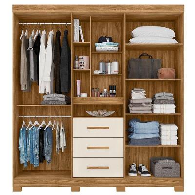 Guarda Roupa Solteiro Ambiente Eldorado 5 Portas 3 Gavetas Freijó Off White