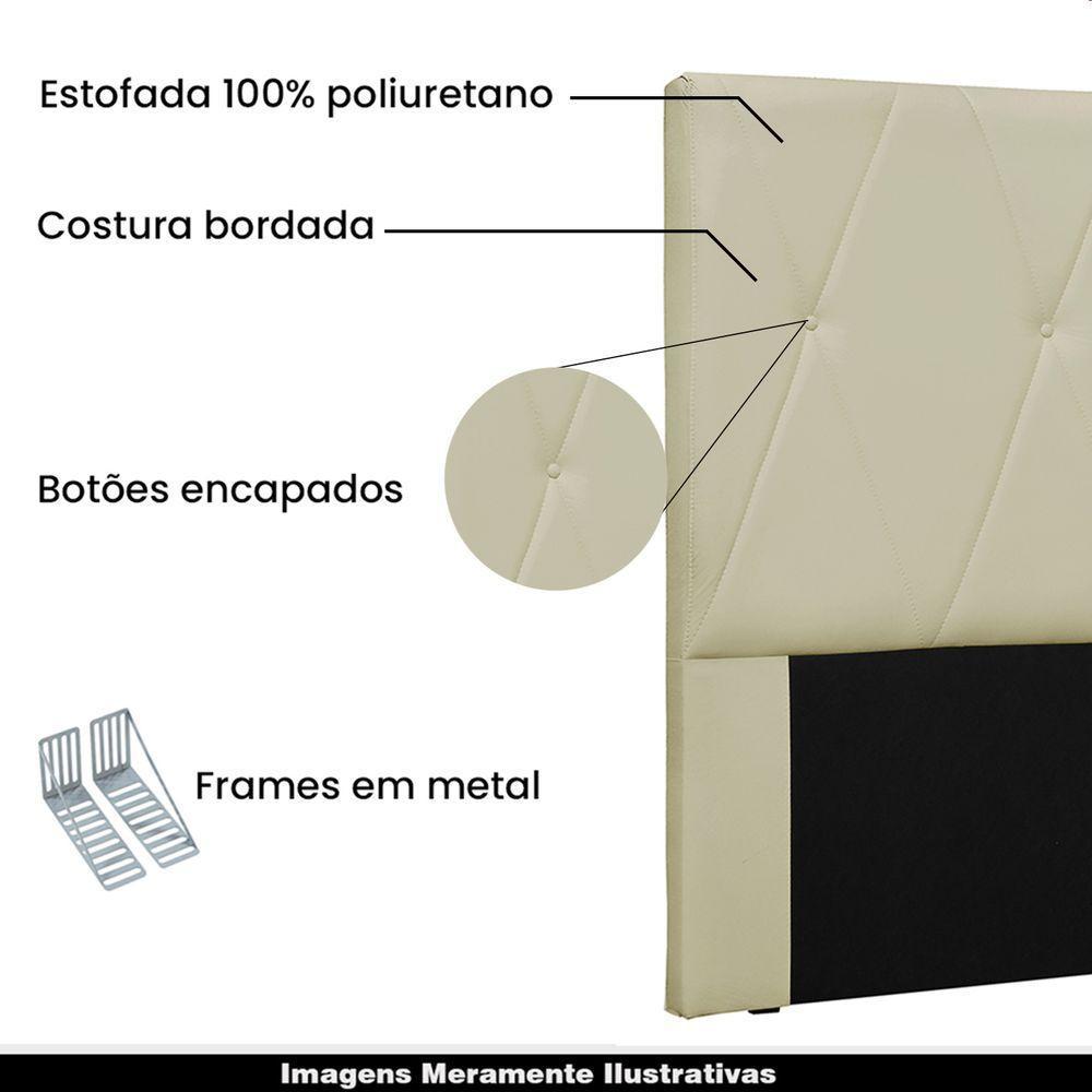 Cabeceira Queen Size 1,60m Yves Pu Marfim - 4