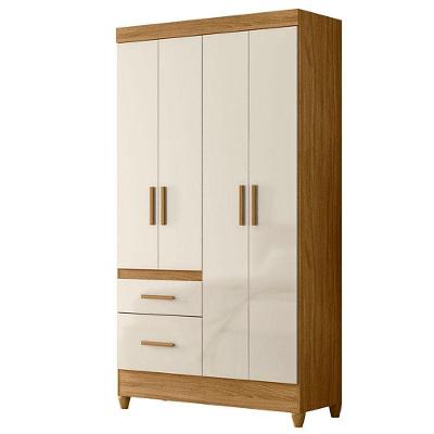 Guarda Roupa Solteiro Ambiente Madri 4 Portas 2 Gavetas Freijó Off White MDP
