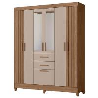 Guarda Roupa Solteiro Malta 7 Portas Carvalho Fendi Com Espelho - Moval - 1