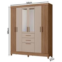 Guarda Roupa Solteiro Malta 7 Portas Carvalho Fendi Com Espelho - Moval - 2