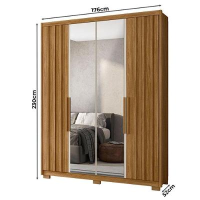 Guarda Roupa Solteiro Califórnia 4 Portas de Bater 3 Gavetas Freijó Off White MDP