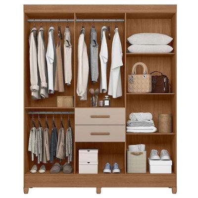 Guarda Roupa Solteiro Ambiente Malta 7 Portas 2 Gavetas Carvalho Fendi com Espelho