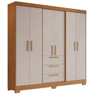 Guarda Roupa Casal Croácia 6 Portas de Bater 3 Gavetas Madeirado - Off White