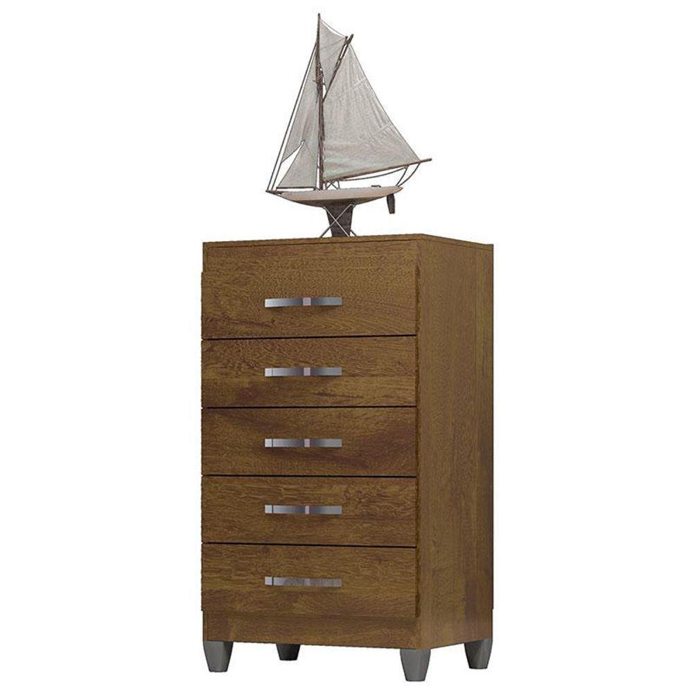 Guarda Roupa Solteiro Módena 4 Portas E Cômoda Cannes 5 Gavetas Malbec - Incorplac - 4