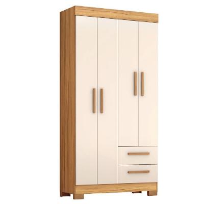 Guarda Roupa Solteiro Guarda Roupas Solteiro 4 Portas de Bater 2 Gavetas Madeirado - Off