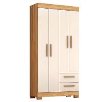 Guarda Roupas Solteiro 4 Portas 2 Gavetas Malta Madeirado / Off White Notável - 1