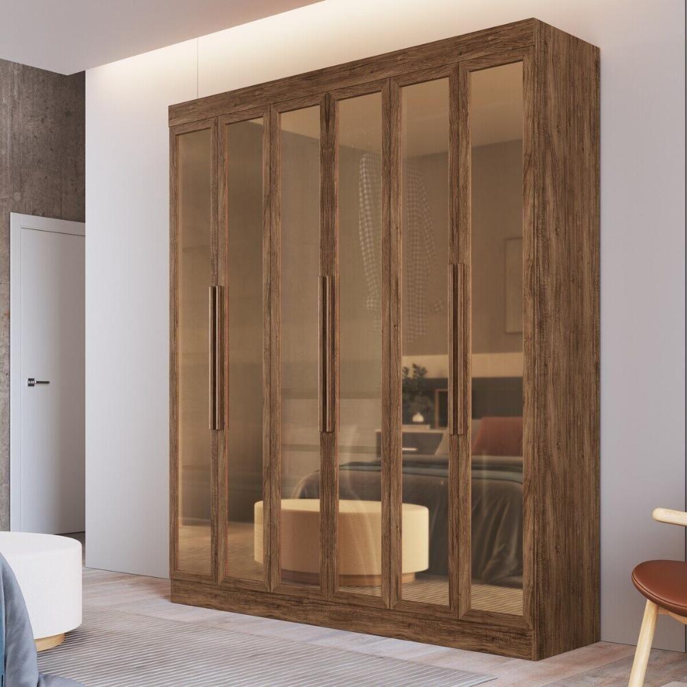 Guarda-roupas Casal 6 Portas Com Vidro Multimóveis Cr35260 Castanho - 1
