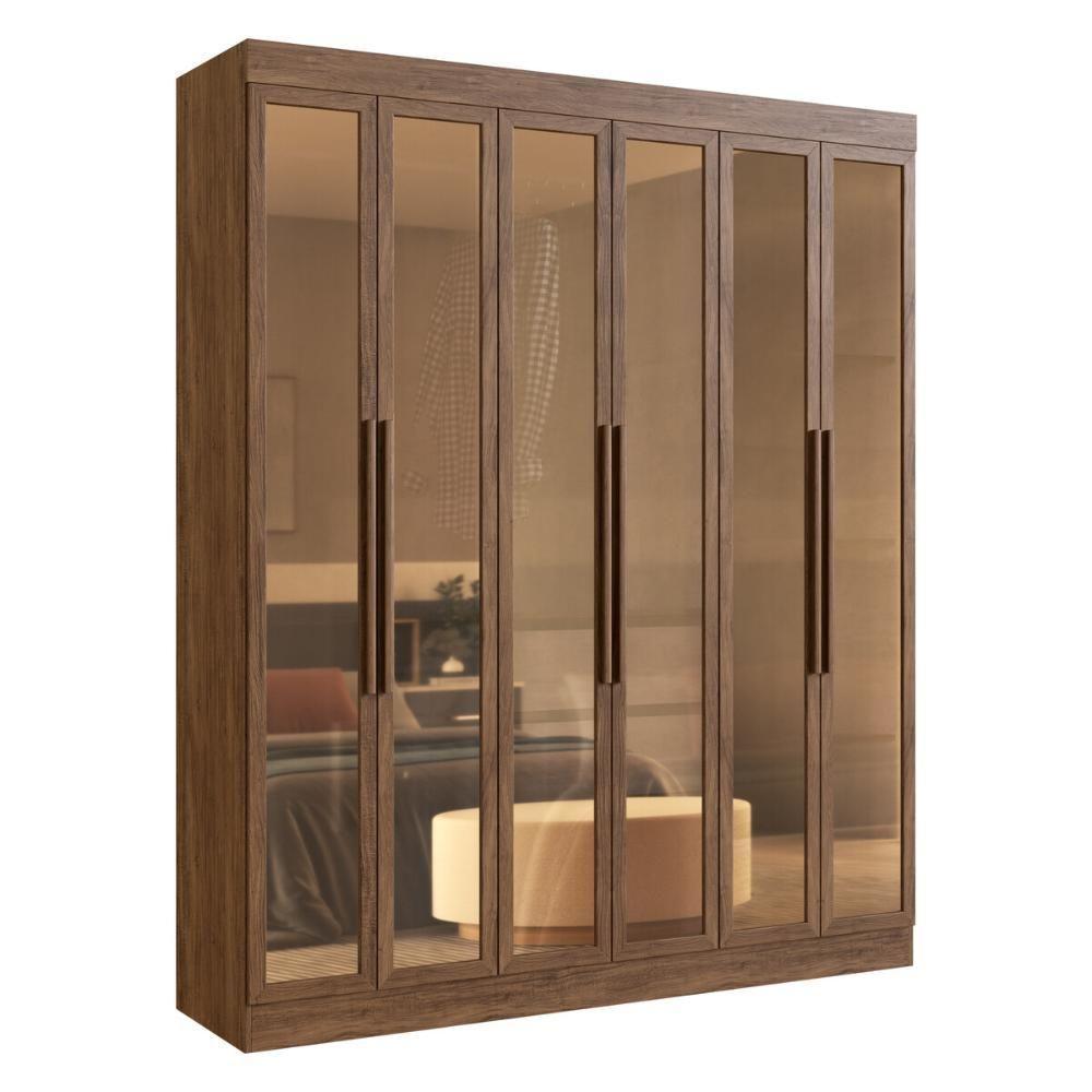 Guarda-roupas Casal 6 Portas Com Vidro Multimóveis Cr35260 Castanho - 2