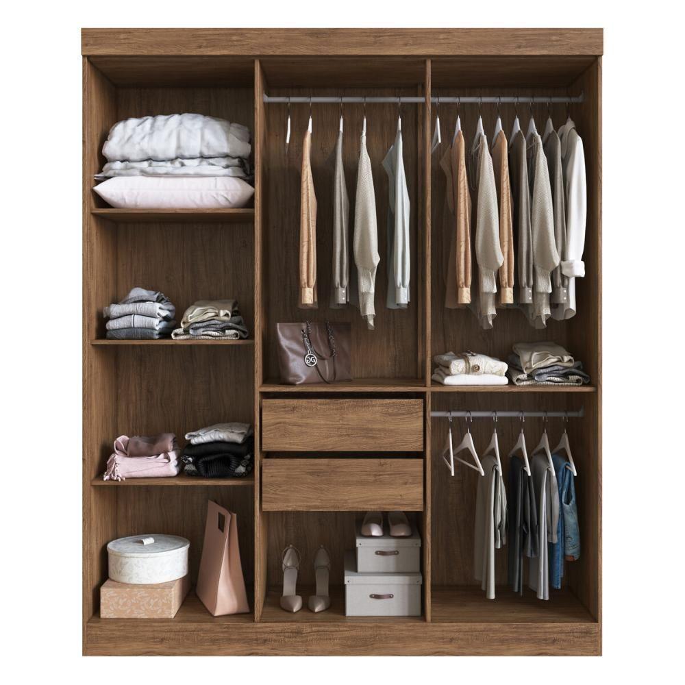 Guarda-roupas Casal 6 Portas Com Vidro Multimóveis Cr35260 Castanho - 5