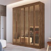 Guarda-roupas Casal 6 Portas Com Vidro Multimóveis Cr35260 Castanho - 1