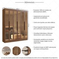 Guarda-roupas Casal 6 Portas Com Vidro Multimóveis Cr35260 Castanho - 3