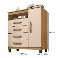 Guarda Roupa Solteiro Modena Com 4 Portas E Cômoda Sapateira Cannes Carvalho Americano Off White - Incorplac - 6