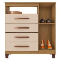 Guarda Roupa Solteiro Modena Com 4 Portas E Cômoda Sapateira Cannes Carvalho Americano Off White - Incorplac - 7