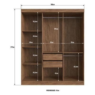 Guarda Roupa Casal CR35262 6 Portas Bater 2 Gavetas Castanho-preto MDF
