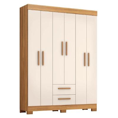 Guarda Roupa Casal Líbano 6 Portas de Bater 2 Gavetas Madeirado - Off White