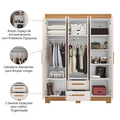 Guarda Roupas Casal 6 Portas 2 Gavetas Libano Madeirado / Off White Notável