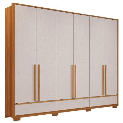 Guarda Roupa Casal Espanha 6 Portas Bater 3 Gavetas Madeirado - Off White Notável