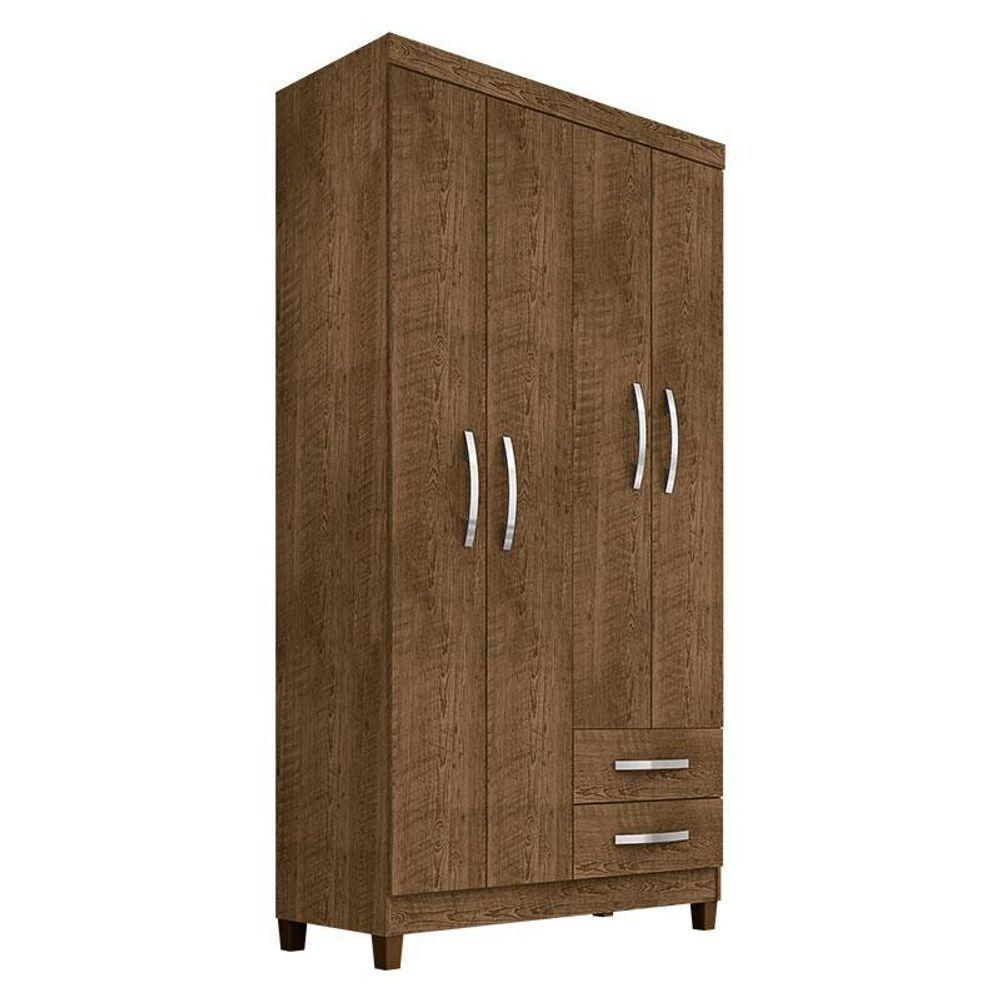 Guarda Roupa Solteiro Modena 4 Portas E Cômoda Gaveteira Cannes Malbec - Incorplac - 2