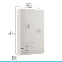 Guarda-roupa Solteiro 4 Portas 2 Gavetas 105x179cm Mdp Menu Móveis Branco - 3