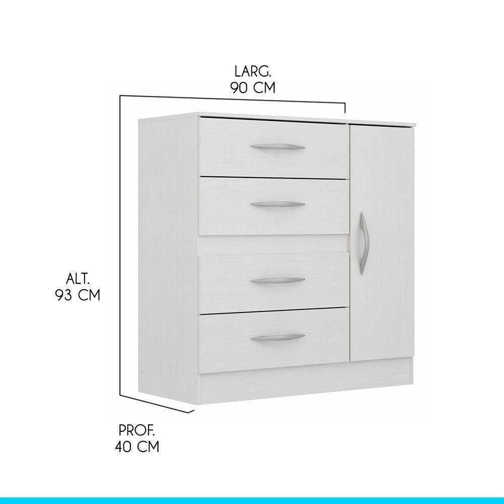 Kit Quarto Pequeno Com Guarda-roupa E Cômoda Mdp Menu Móveis Branco - 5