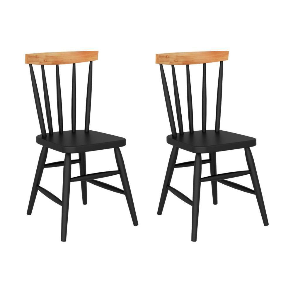 Kit 2 Cadeiras De Jantar Madeira Maciça Multimóveis Cr50114 ébano-natural - 1