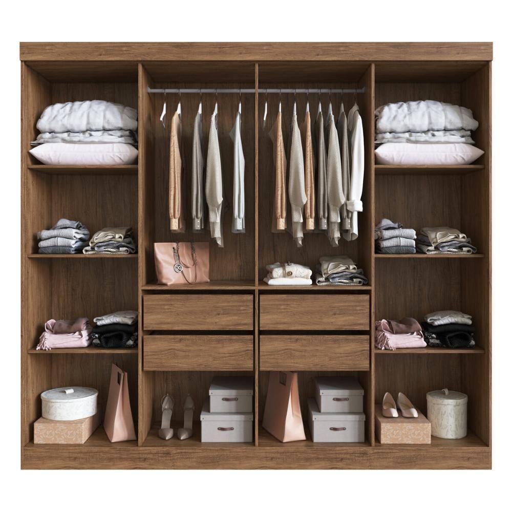 Guarda-roupas Casal 8 Portas Com Vidro Multimóveis Cr35259 Castanho - 5