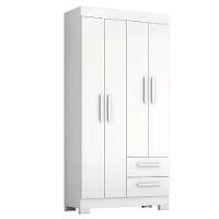 Guarda Roupas Solteiro 4 Portas 2 Gavetas Malta Branco Flex Notável - 1