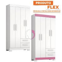 Guarda Roupas Solteiro 4 Portas 2 Gavetas Malta Branco Flex Notável