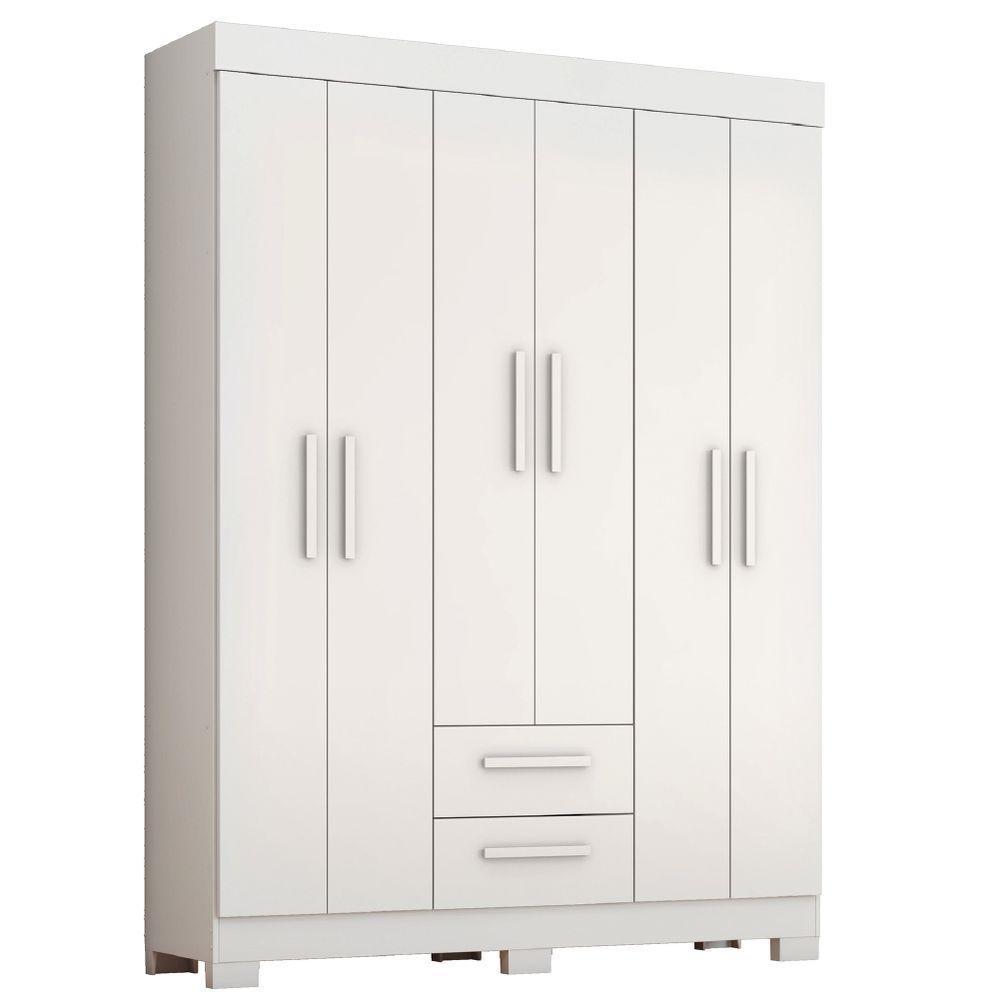 Guarda Roupas Casal 6 Portas 2 Gavetas Libano Branco Flex Notável - 1