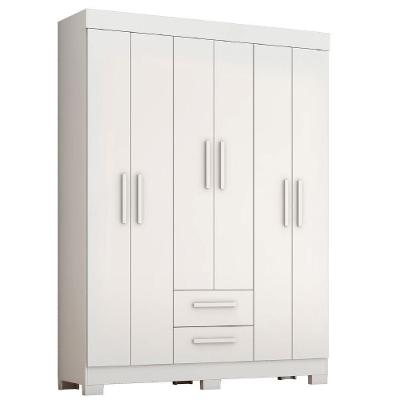 Guarda Roupa Casal Líbano 6 Portas Bater 2 Gavetas Branco Flex MDP Notável Móveis
