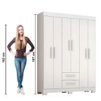 Guarda Roupas Casal 6 Portas 2 Gavetas Libano Branco Flex Notável - 6