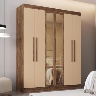 Guarda Roupa Casal CR35262 6 Portas Bater 2 Gavetas Castanho-nude MDF