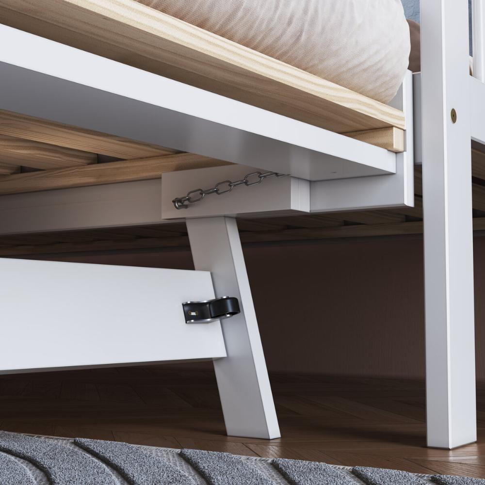 Sofá-cama Com Cama Auxiliar De Madeira Maciça Para Colchão 78x188cm Multimóveis Cr35275 Branco - 4