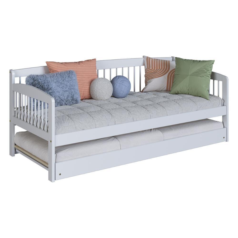 Sofá-cama Com Cama Auxiliar De Madeira Maciça Para Colchão 78x188cm Multimóveis Cr35275 Branco - 5