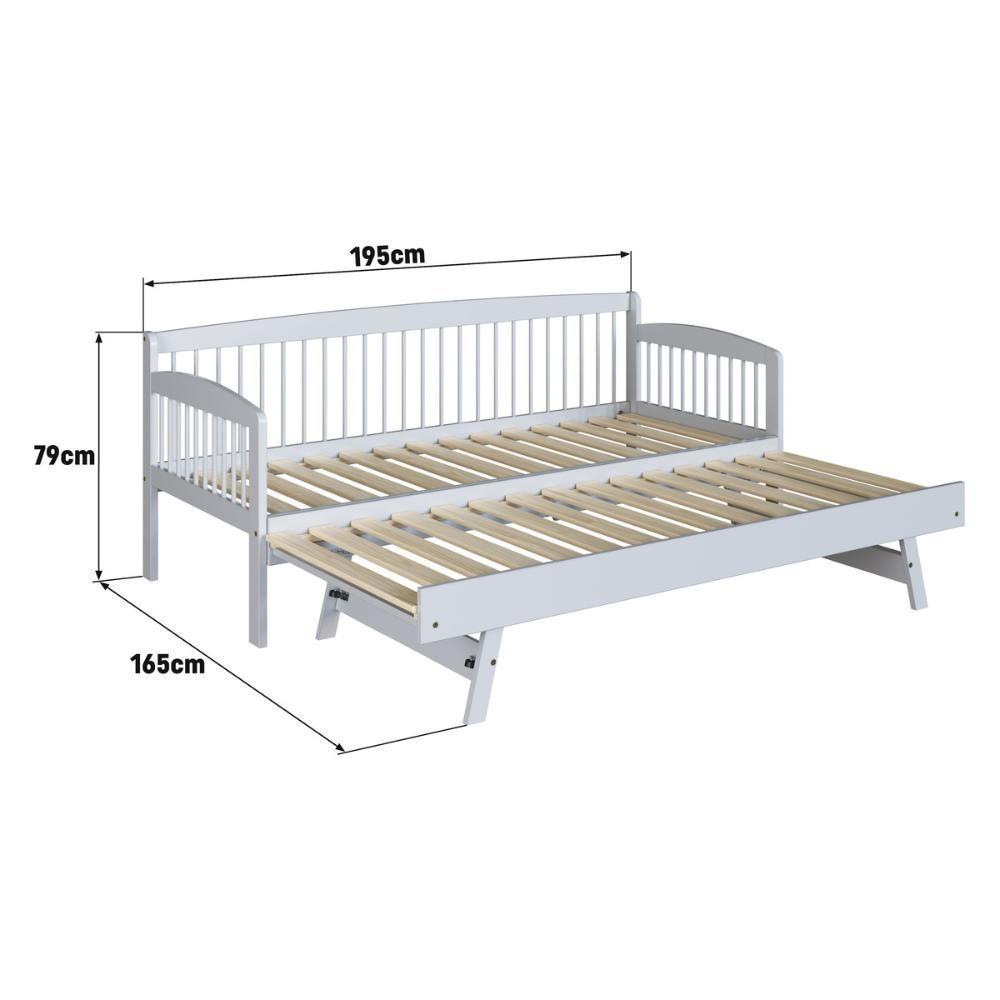 Sofá-cama Com Cama Auxiliar De Madeira Maciça Para Colchão 78x188cm Multimóveis Cr35275 Branco - 6