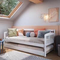 Sofá-cama Com Cama Auxiliar De Madeira Maciça Para Colchão 78x188cm Multimóveis Cr35275 Branco - 1