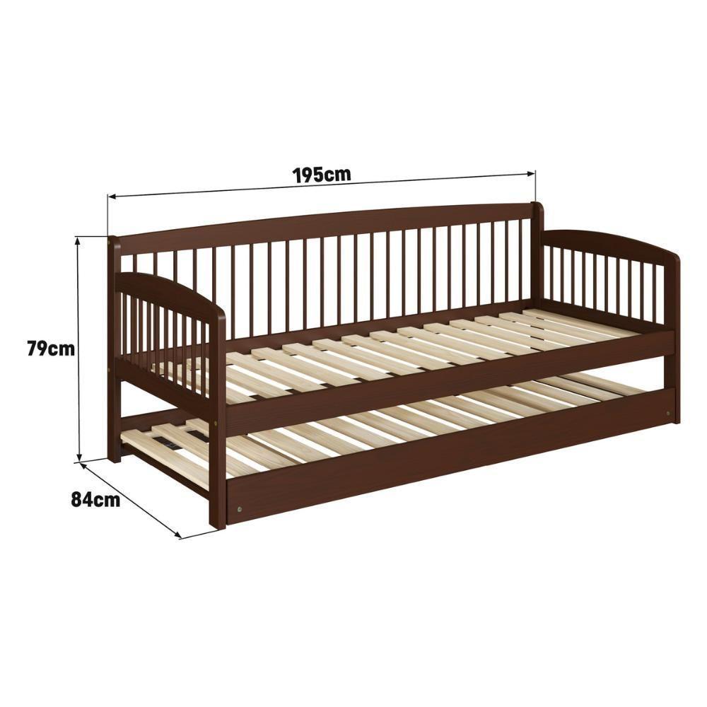 Sofá-cama Com Cama Auxiliar De Madeira Maciça Para Colchão 78x188cm Multimóveis Cr35275 Walnut - 3