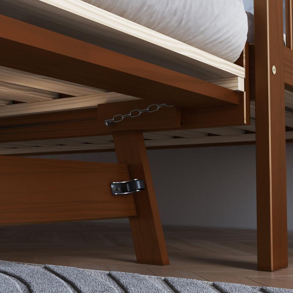 Sofá-cama Com Cama Auxiliar De Madeira Maciça Para Colchão 78x188cm Multimóveis Cr35275 Walnut - 5