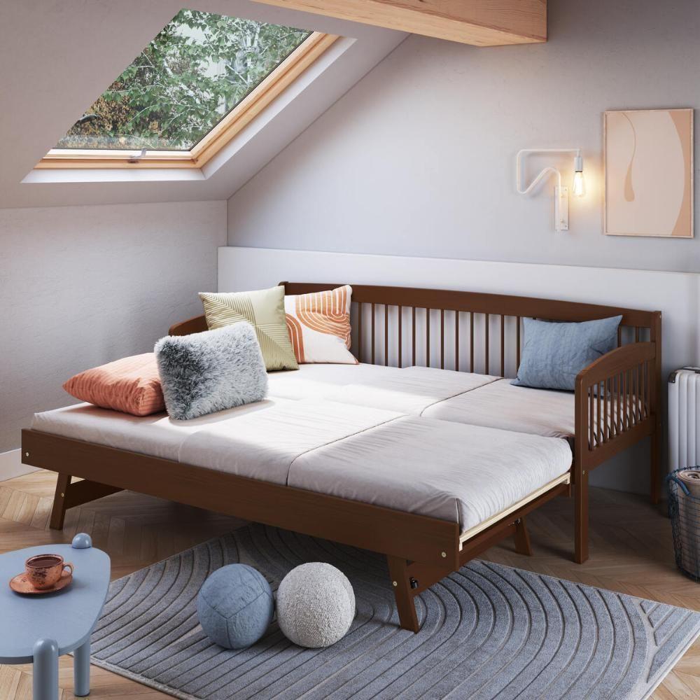 Sofá-cama Com Cama Auxiliar De Madeira Maciça Para Colchão 78x188cm Multimóveis Cr35275 Walnut - 8
