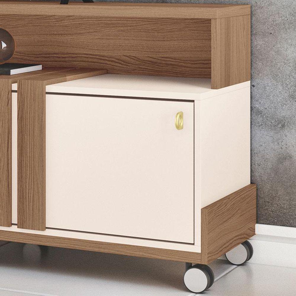 Rack Bancada Para Sala Graci 1.8 Castanho Off White - Hb Móveis - 2