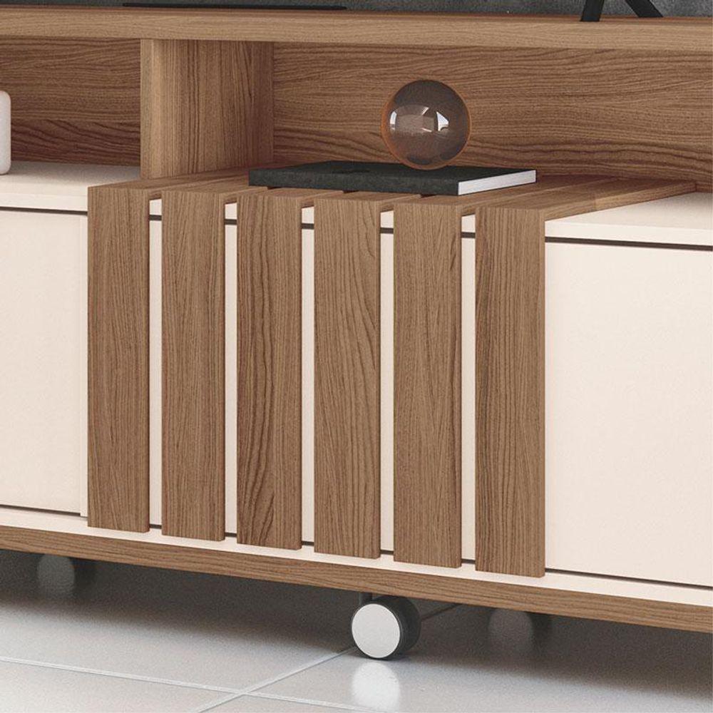 Rack Bancada Para Sala Graci 1.8 Castanho Off White - Hb Móveis - 3