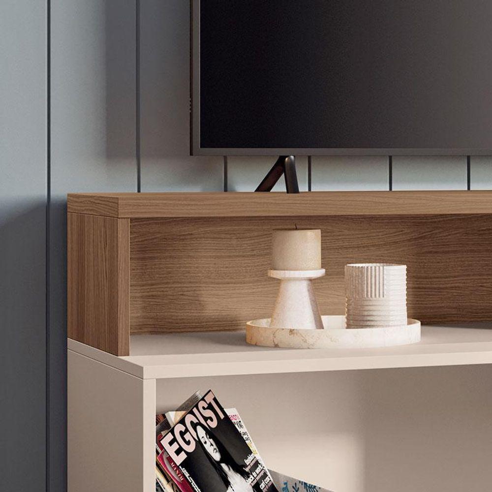 Rack Bancada Para Sala Graci 1.36 Castanho Off White - Hb Móveis - 2