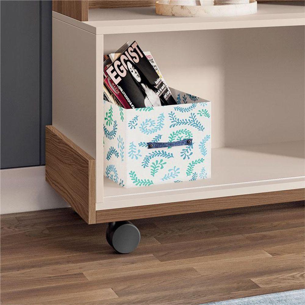 Rack Bancada Para Sala Graci 1.36 Castanho Off White - Hb Móveis - 3