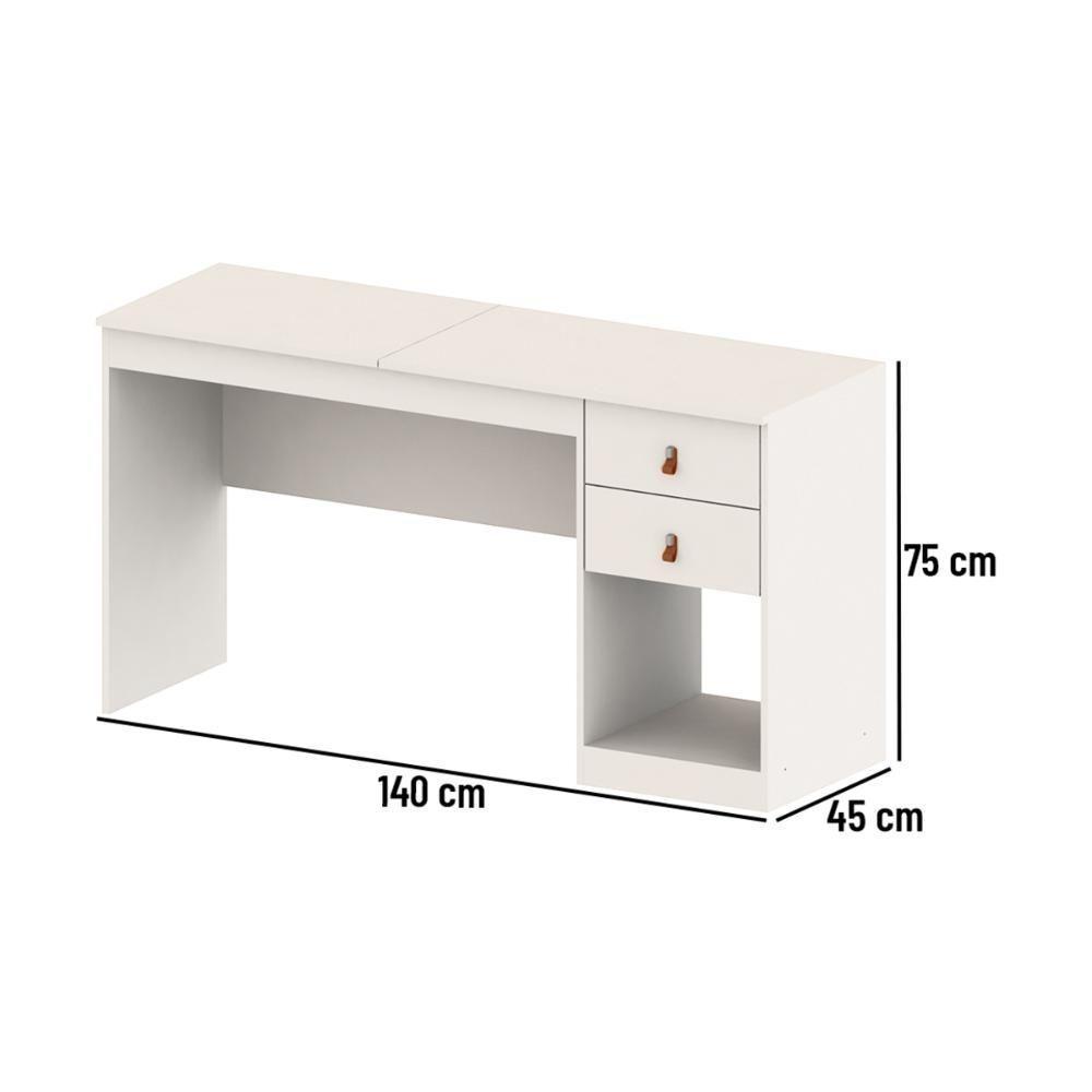 Penteadeira Com 1 Porta Com Espelho E 2 Gavetas 140cm Multimóveis Cr35266 Branco - 3