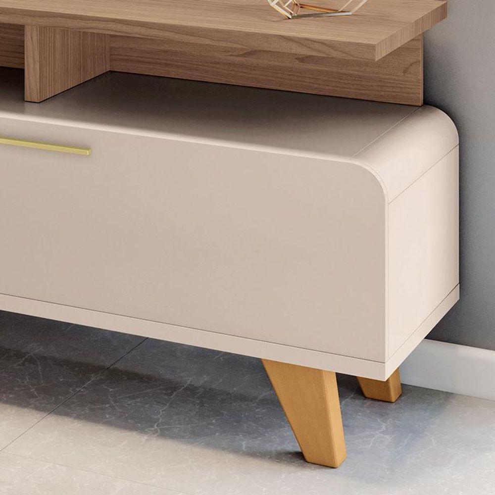 Rack Bancada Para Sala Essenza 2.0 Off White Castanho - Hb Móveis - 2