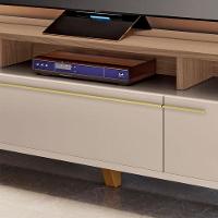 Rack Bancada Para Sala Essenza 2.0 Off White Castanho - Hb Móveis - 3