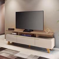 Rack Bancada Para Sala Essenza 2.0 Off White Castanho - Hb Móveis - 5