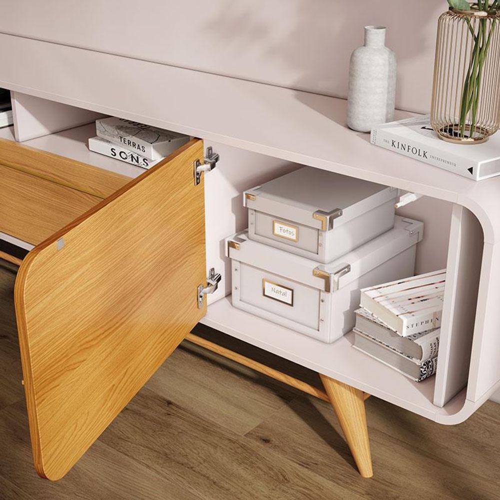 Rack Bancada Para Sala época Off White Cinamomo - Hb Móveis - 4